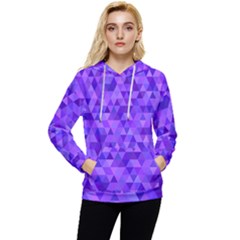 Illustration Purple Triangle Purple Background Women s Lightweight Drawstring Hoodie by Wegoenart