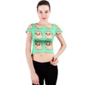 Puppy Pattern Wallpaper Dog Pet Crew Neck Crop Top View1