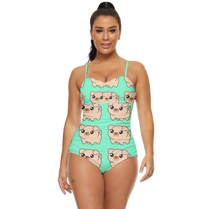 Puppy Pattern Wallpaper Dog Pet Retro Full Coverage Swimsuit