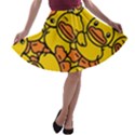 Illustration Duck Cartoon Background Pattern A-line Skater Skirt View1