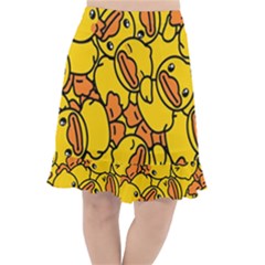 Illustration Duck Cartoon Background Pattern Fishtail Chiffon Skirt by Wegoenart