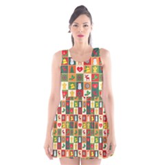 Illustration Template Christmas Pattern Scoop Neck Skater Dress by Wegoenart