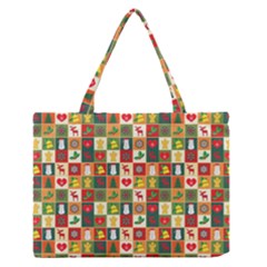 Illustration Template Christmas Pattern Zipper Medium Tote Bag by Wegoenart