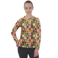 Illustration Template Christmas Pattern Women s Long Sleeve Raglan Tee