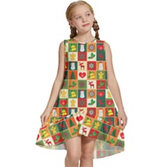 Illustration Template Christmas Pattern Kids  Frill Swing Dress