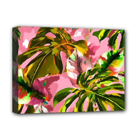 Illustration Paintimg Paint Monstera Leave Leaf Plant Green Deluxe Canvas 16  X 12  (stretched)  by Wegoenart