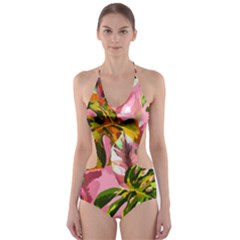 Illustration Paintimg Paint Monstera Leave Leaf Plant Green Cut-out One Piece Swimsuit by Wegoenart