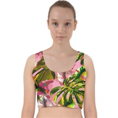 Illustration Paintimg Paint Monstera Leave Leaf Plant Green Velvet Racer Back Crop Top by Wegoenart