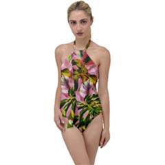 Illustration Paintimg Paint Monstera Leave Leaf Plant Green Go With The Flow One Piece Swimsuit by Wegoenart