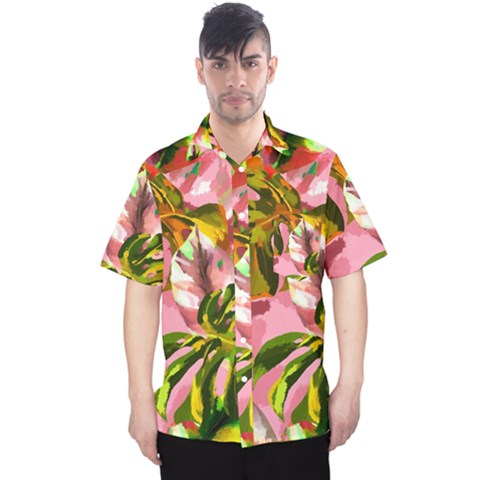 Illustration Paintimg Paint Monstera Leave Leaf Plant Green Men s Hawaii Shirt by Wegoenart