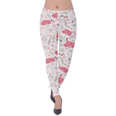 Illustration Flowers Pattern Wallpaper Floral Velvet Leggings