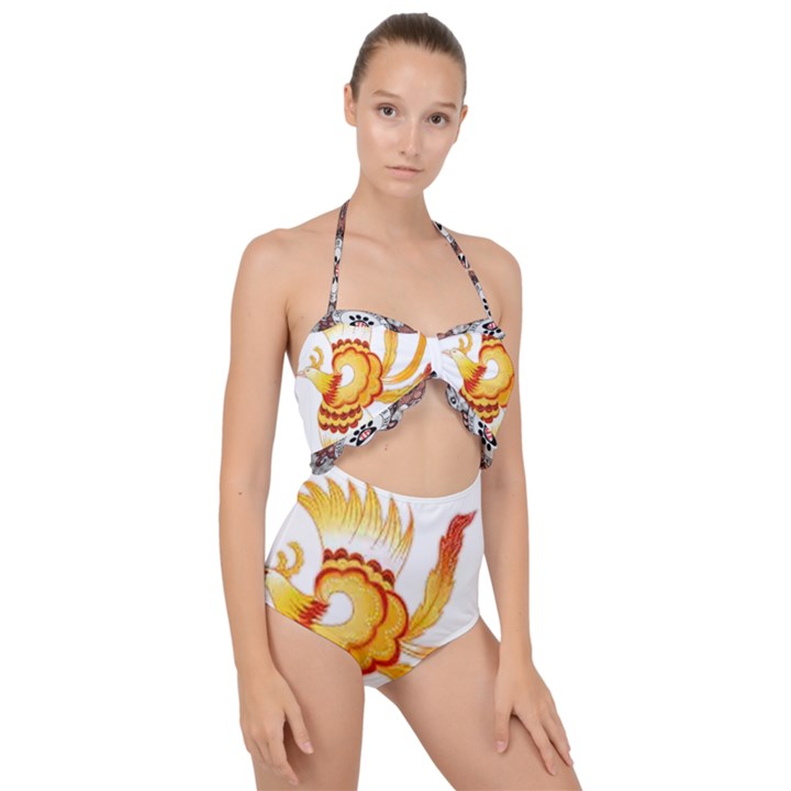  Scallop Top Cut Out Swimsuit