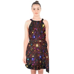 Abstract Background Stars Star Galaxy Wallpaper Halter Collar Waist Tie Chiffon Dress by Wegoenart