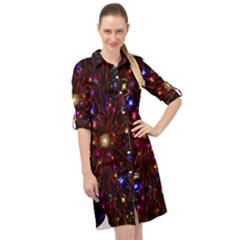 Abstract Background Stars Star Galaxy Wallpaper Long Sleeve Mini Shirt Dress by Wegoenart