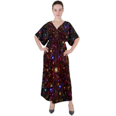 Abstract Background Stars Star Galaxy Wallpaper V-neck Boho Style Maxi Dress by Wegoenart