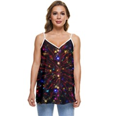 Abstract Background Stars Star Galaxy Wallpaper Casual Spaghetti Strap Chiffon Top