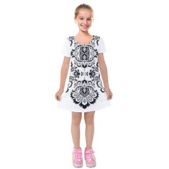 Im Fourth Dimension Black White 57 Kids  Short Sleeve Velvet Dress by imanmulyana