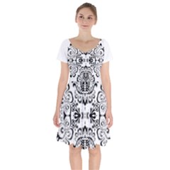 Im Fourth Dimension Black White 57 Short Sleeve Bardot Dress by imanmulyana