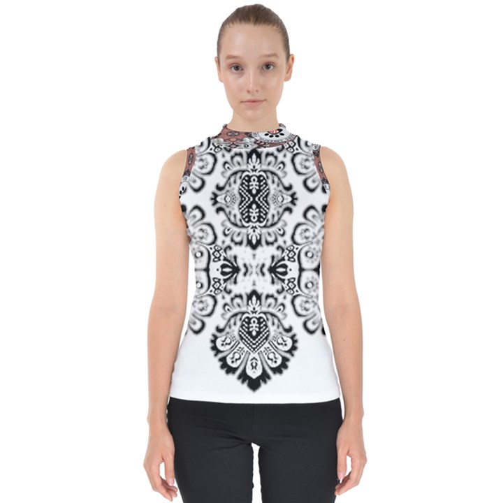 IM Fourth Dimension Black White 57 Mock Neck Shell Top