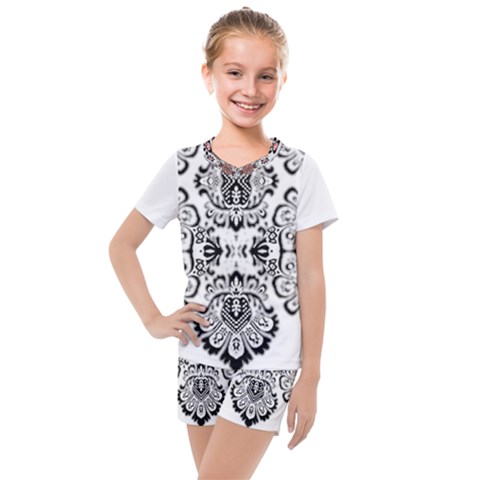 Im Fourth Dimension Black White 57 Kids  Mesh Tee And Shorts Set by imanmulyana