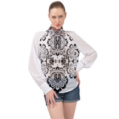 Im Fourth Dimension Black White 57 High Neck Long Sleeve Chiffon Top by imanmulyana