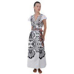 Im Fourth Dimension Black White 57 Flutter Sleeve Maxi Dress by imanmulyana