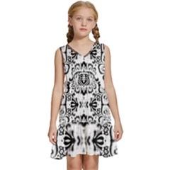 Im Fourth Dimension Black White 57 Kids  Sleeveless Tiered Mini Dress by imanmulyana