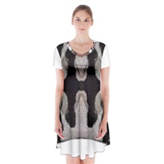 Im Fourth Dimension Black White 61 Short Sleeve V-neck Flare Dress by imanmulyana