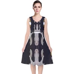 Im Fourth Dimension Black White 61 V-neck Midi Sleeveless Dress  by imanmulyana