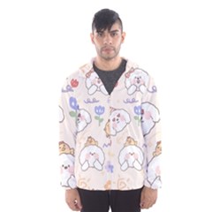 Chicken Dog Flower Sun Pattern Men s Hooded Windbreaker by Sudhe