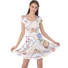 Chicken Dog Flower Sun Pattern Cap Sleeve Dress by Sudhe