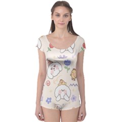 Chicken Dog Flower Sun Pattern Boyleg Leotard  by Sudhe