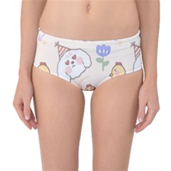 Chicken Dog Flower Sun Pattern Mid-waist Bikini Bottoms by Sudhe