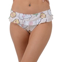 Chicken Dog Flower Sun Pattern Frill Bikini Bottom by Sudhe