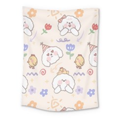 Chicken Dog Flower Sun Pattern Medium Tapestry