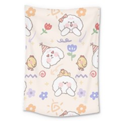 Chicken Dog Flower Sun Pattern Large Tapestry