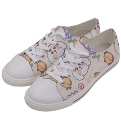 Chicken Dog Flower Sun Pattern Men s Low Top Canvas Sneakers by Sudhe