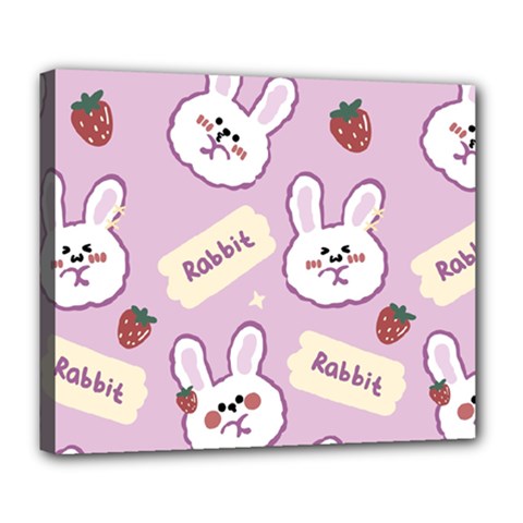 Illustration Rabbit Cartoon Background Pattern Deluxe Canvas 24  X 20  (stretched) by Sudhe