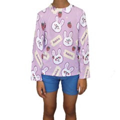 Illustration Rabbit Cartoon Background Pattern Kids  Long Sleeve Swimwear by Sudhe