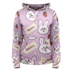 Illustration Rabbit Cartoon Background Pattern Women s Pullover Hoodie