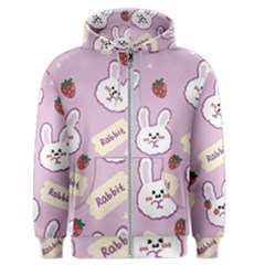 Illustration Rabbit Cartoon Background Pattern Men s Zipper Hoodie