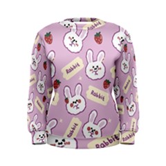 Illustration Rabbit Cartoon Background Pattern Women s Sweatshirt