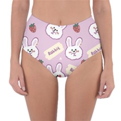 Illustration Rabbit Cartoon Background Pattern Reversible High-waist Bikini Bottoms by Sudhe