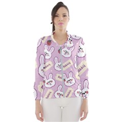 Illustration Rabbit Cartoon Background Pattern Women s Windbreaker