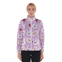 Illustration Rabbit Cartoon Background Pattern Women s Bomber Jacket