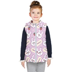 Illustration Rabbit Cartoon Background Pattern Kids  Hooded Puffer Vest