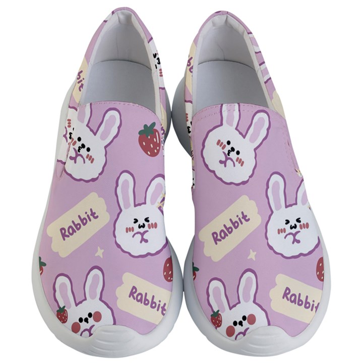 Illustration Rabbit Cartoon Background Pattern Women s Lightweight Slip Ons