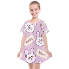 Illustration Rabbit Cartoon Background Pattern Kids  Smock Dress by Sudhe