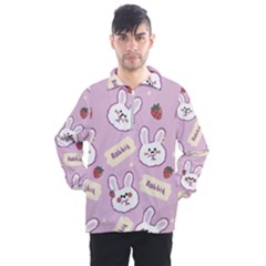 Illustration Rabbit Cartoon Background Pattern Men s Half Zip Pullover