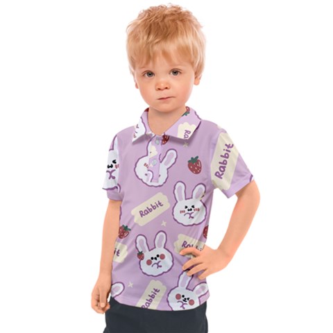 Illustration Rabbit Cartoon Background Pattern Kids  Polo Tee by Sudhe